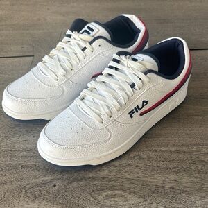 Fila Men's White A-Low Sneakers with Navy and Red Details